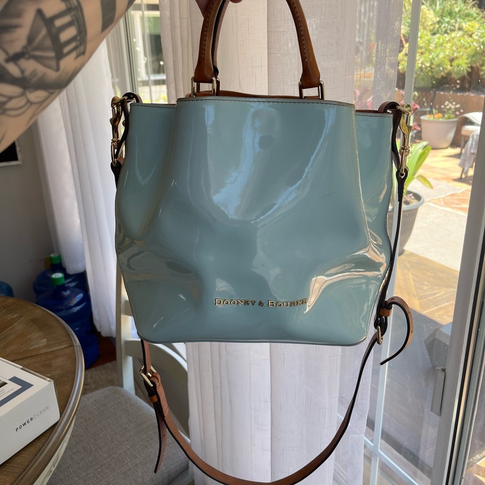 Dooney & Bourke Large Barlow Patent Light Blue